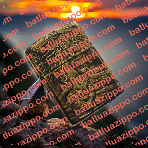 BẬT LỬA ZIPPO BẢN ĐÔNG TRƠN KHẮC 3D HÌNH CHIẾN NGƯ MA VƯƠNG SIÊU SẮC NÉT