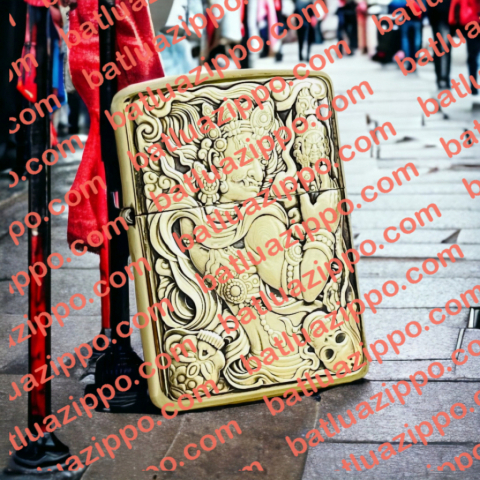 BẬT LỬA ZIPPO BẢN ĐỒNG TRƠN KHẮC HÌNH 3D BẤT ĐỘNG MINH VƯƠNG SIÊU SẮC NÉT