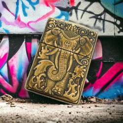 BẬT LỬA ZIPPO BẢN ĐỒNG TRƠN KHẮC HÌNH 3D CON VOI SIÊU SẮC NÉT - Mã SP: ZPKD010
