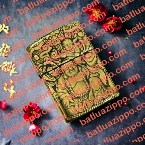BẬT LỬA ZIPPO BẢN ĐỒNG TRƠN KHẮC HÌNH 3D PHẬT DI LẠC