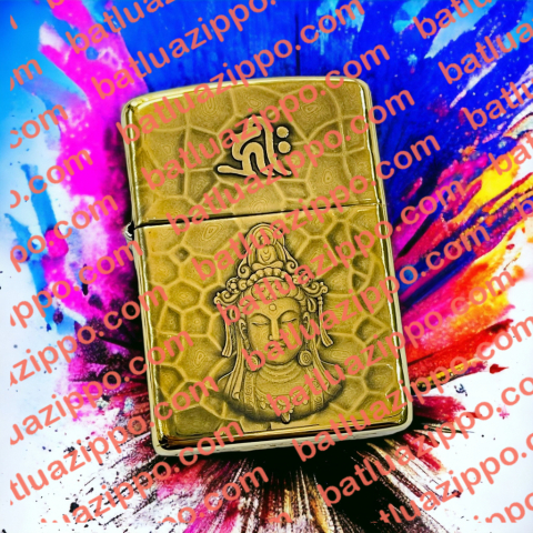 BẬT LỬA ZIPPO BẢN ĐỒNG TRƠN KHẮC HÌNH 3D QUAN THẾ ÂM BỒ TÁT SIÊU SẮC NÉT