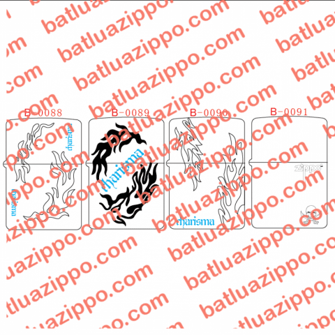 Bộ hình khắc hoa văn ngọn lửa  B0088-B0091