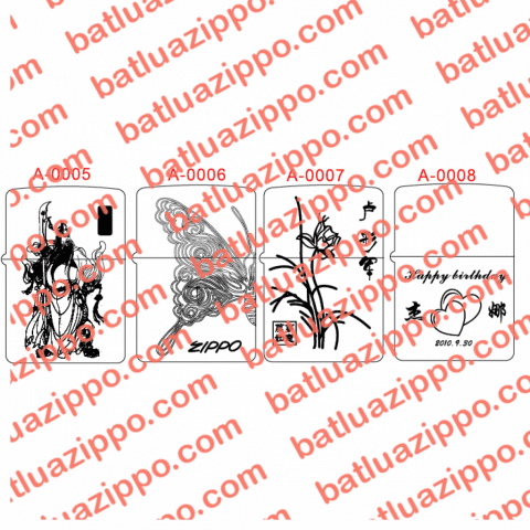 Bộ hình khắc quan công bướm bông hoa và hình trái tim