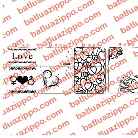 Hình khắc B0033 - B0036 các mẫu trái tim tình yêu love