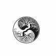 Hình Khắc Bát Quái Âm Dương Và Cây