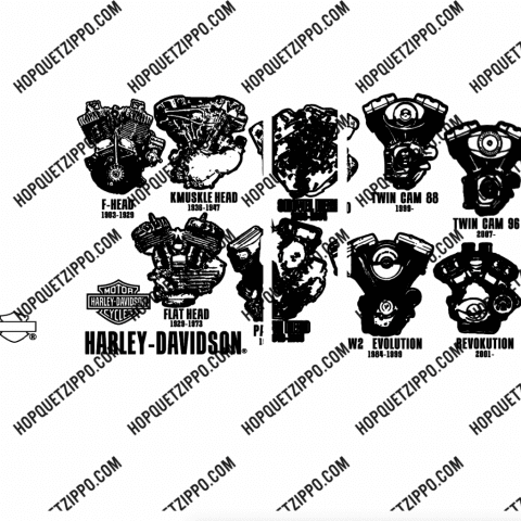hình khắc HARLEY-DAVIDSON bộ máy